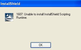 Fix the error - 1607: Can't Install InstallShield Scripting Runtime