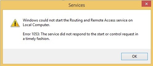 How do I fix the "1053: Service did not respond in time to start or control request" error?