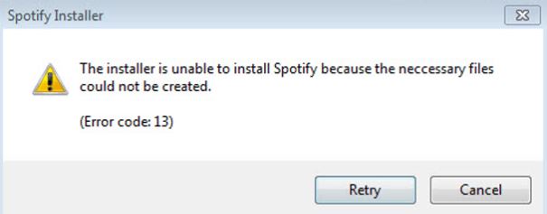 How to resolve error code 13 on Spotify