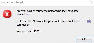 Network adapter could not connect to Oracle SQL