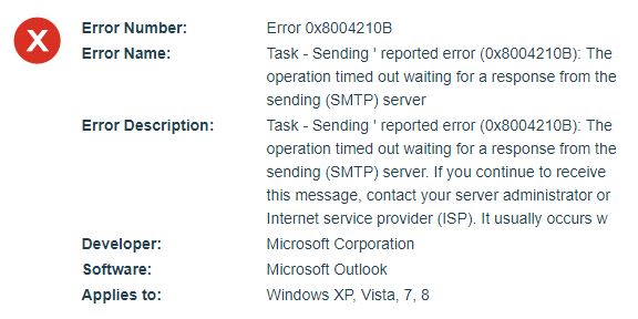 How to fix: Outlook error 0x8004210B