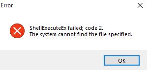 The "ShellExecuteEx Failed" error has been fixed