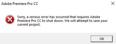 What are the causes of the Adobe Premiere Pro crash?