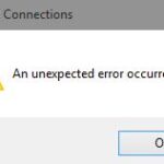 How to clear the error in the Ethernet properties: An unexpected error occurred