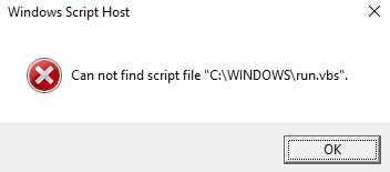 Fixed the error "Can`t find script file run.vbs" at logon
