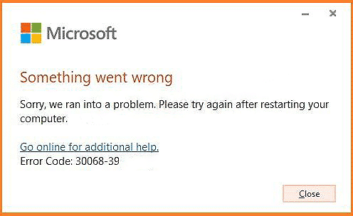 Error code 30068-39 has been fixed when installing Microsoft Office