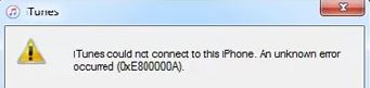 Fixed unknown error 0XE80000A in iTunes that could not connect