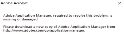How to repair a missing or damaged Adobe Application Manager in Windows