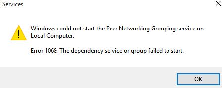 How to fix the error: The Dependency Service or Group Failed to Start