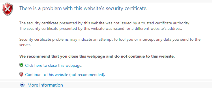 How to fix it : There is a problem with the security certificate on this website