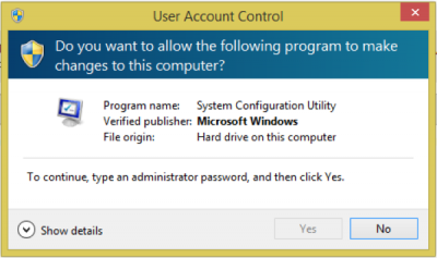 Fixed UAC error "To continue, enter administrator password" in Windows 10