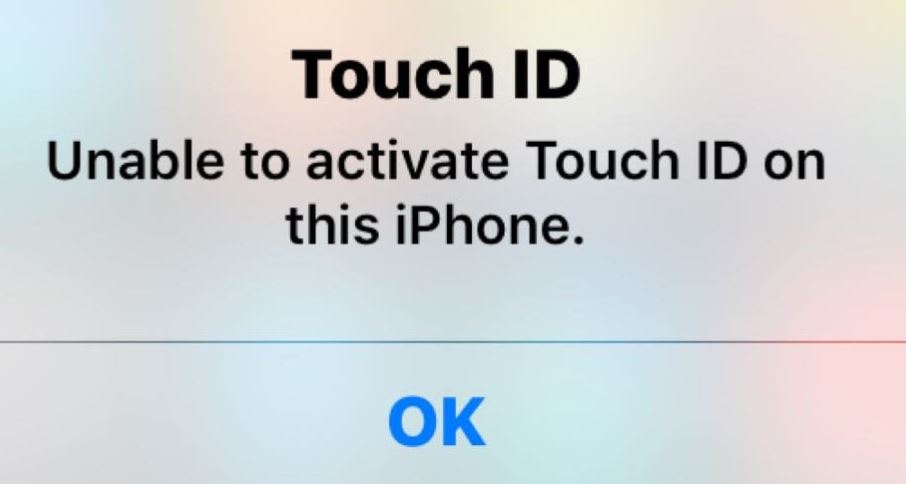 What causes the "Touch ID cannot be enabled on this iPhone" message?