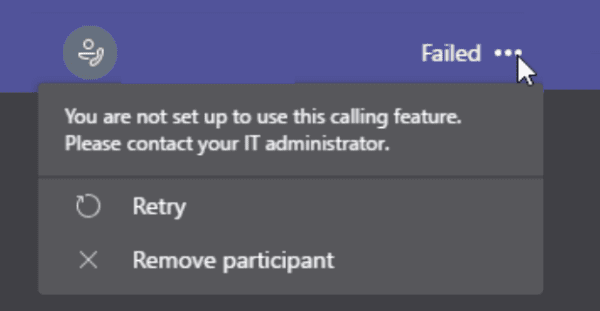 Fixed : You are not configured to use this calling feature
