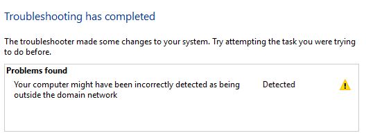 Correcting the Windows 10 error: Your computer may have been incorrectly detected as being outside the domain network