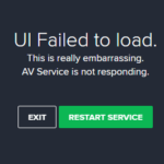 How do I fix the "Avast UI Failed to Load" message in Windows 10