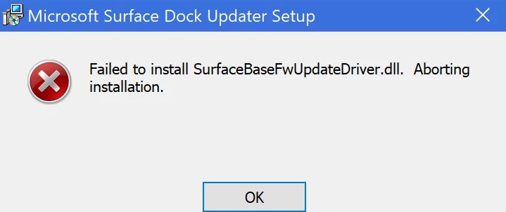 How to fix: Failed to Install SurfaceBaseFwUpdateDriver.dll in Microsoft Surface