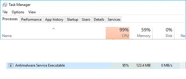 How to fix high CPU utilization by Antimalware Service Executable